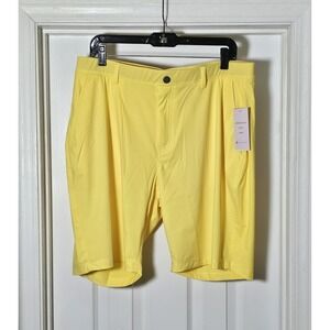 Redvanly Men's Hanover Pull-On Golf Shorts Size XL 9" Inseam Sun Yellow Stretch